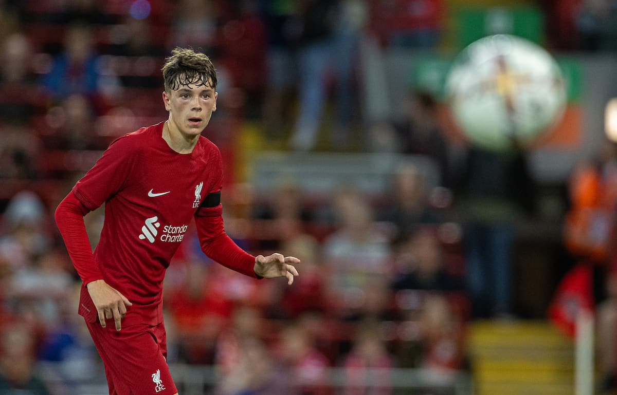 LIVERPOOL, ENGLAND - Sunday, July 31, 2022: Liverpool's Luke Chambers during a pre-season friendly match between Liverpool FC and RC Strasbourg Alsace at Anfield. Strasbourg won 3-0. (Pic by David Rawcliffe/Propaganda)