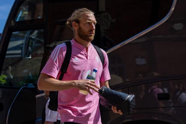 LONDON, ENGLAND - Saturday, August 6, 2022: Fulham's Tim Ream arrives before the FA Premier League match between Fulham FC and Liverpool FC at Craven Cottage. The game ended in a 2-2 draw. (Pic by David Rawcliffe/Propaganda)