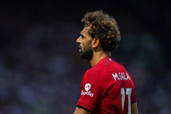 LONDON, ENGLAND - Saturday, August 6, 2022: Liverpool's Mohamed Salah during the FA Premier League match between Fulham FC and Liverpool FC at Craven Cottage. The game ended in a 2-2 draw. (Pic by David Rawcliffe/Propaganda)