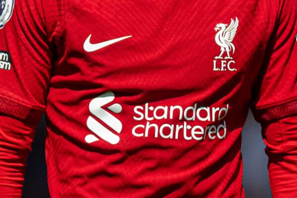 General, Liverpool home shirt kit close up close-up 2022/23 Nike. (Pic by David Rawcliffe/Propaganda)