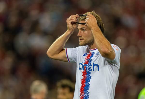 LIVERPOOL, ENGLAND - Monday, August 15, 2022: Crystal Palace's Joachim Andersen during the FA Premier League match between Liverpool FC and Crystal Palace FC at Anfield. The game ended in a 1-1 draw. (Pic by David Rawcliffe/Propaganda)