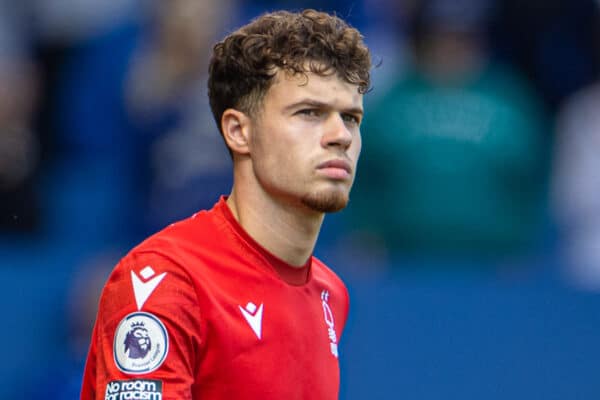 LIVERPOOL, ENGLAND - Saturday, August 20, 2022: Nottingham Forest's Neco Williams during the FA Premier League match between Everton FC and Nottingham Forest FC at Goodison Park. (Pic by David Rawcliffe/Propaganda)