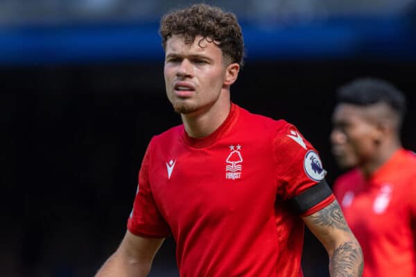 LIVERPOOL, ENGLAND - Saturday, August 20, 2022: Nottingham Forest's Neco Williams during the FA Premier League match between Everton FC and Nottingham Forest FC at Goodison Park. (Pic by David Rawcliffe/Propaganda)