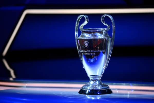 ISTANBUL, TURKEY - Thursday, August 25, 2022: The UEFA Champions League trophy is seen ahead of the UEFA Champions League 2022/23 Group Stage Draw at Halic Congress Centre on August 25, 2022 in Istanbul, Turkey. (Photo by UEFA)