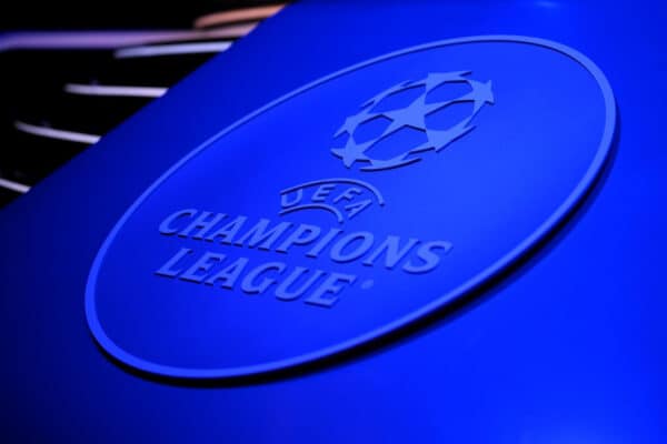 ISTANBUL, TURKEY- AUGUST 25: The UEFA Champions League logo is seen prior to the UEFA Champions League 2022/23 Group Stage Draw at Halic Congress Centre on August 25, 2022 in Istanbul, Turkiye. (Photo by UEFA)