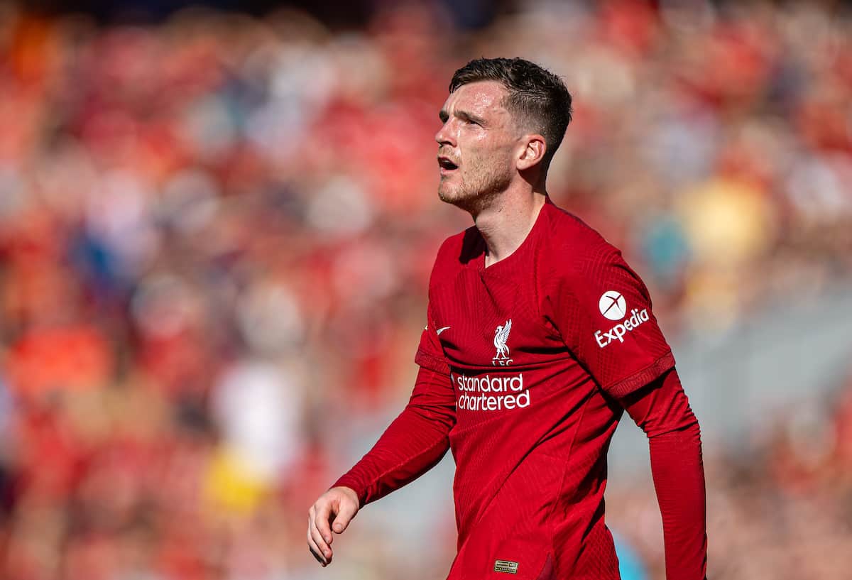 LIVERPOOL, ENGLAND - Saturday, August 27, 2022: Liverpool's Andy Robertson during the FA Premier League match between Liverpool FC and AFC Bournemouth at Anfield. Liverpool won 9-0. (Pic by David Rawcliffe/Propaganda)