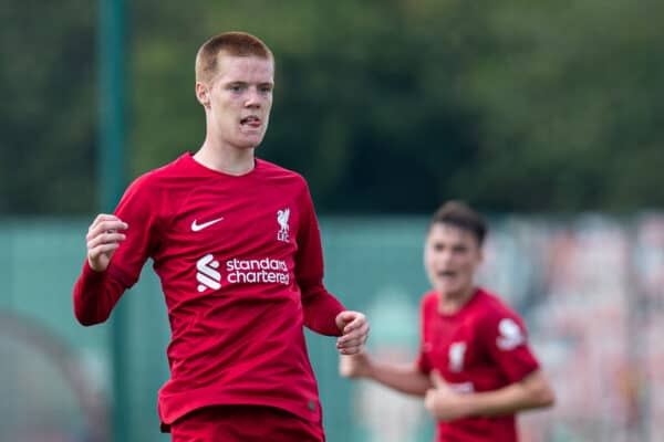 KIRKBY, ENGLAND - Saturday, Liverpool's Carter Pinnington during the Under-18 Premier League Cup match between Liverpool FC Under-18's and Tottenham Hotspur FC Under-18's at the Liverpool Academy. (Pic by Jessica Hornby/Propaganda)