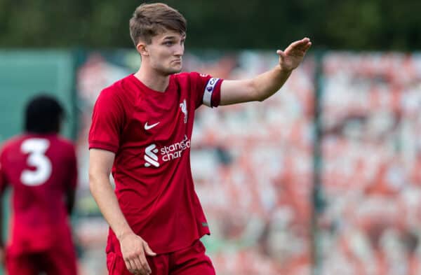 KIRKBY, ENGLAND - Saturday, September 3, 2022: Liverpool's captain Terence Miles during the Under-18 Premier League Cup match between Liverpool FC Under-18's and Tottenham Hotspur FC Under-18's at the Liverpool Academy. (Pic by Jessica Hornby/Propaganda)