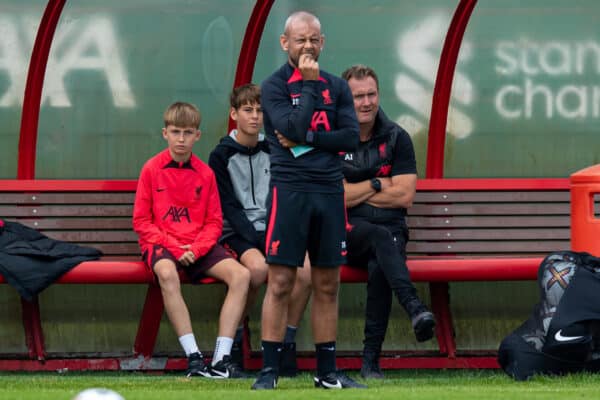 KIRKBY, ENGLAND - Saturday, September 3, 2022: Liverpool's U18's coach Jay Spearing during the Under-18 Premier League Cup match between Liverpool FC Under-18's and Tottenham Hotspur FC Under-18's at the Liverpool Academy. (Pic by Jessica Hornby/Propaganda)