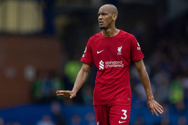 LIVERPOOL, ENGLAND - Saturday, September 3, 2022: Liverpool's Fabio Henrique Tavares 'Fabinho' during the FA Premier League match between Everton FC and Liverpool FC, the 241st Merseyside Derby, at Goodison Park. (Pic by David Rawcliffe/Propaganda)