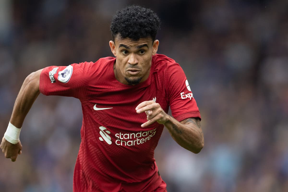 LIVERPOOL, ENGLAND - Saturday, September 3, 2022: Liverpool's Luis Díaz during the FA Premier League match between Everton FC and Liverpool FC, the 241st Merseyside Derby, at Goodison Park. (Pic by David Rawcliffe/Propaganda)