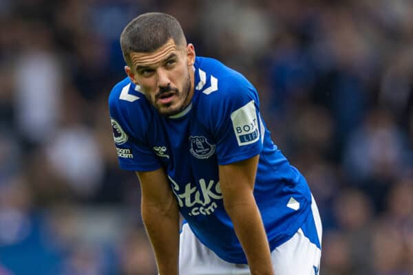 LIVERPOOL, ENGLAND - Saturday, September 3, 2022: Everton's Conor Coady looks dejected as a goal is disallowed after a VAR review during the FA Premier League match between Everton FC and Liverpool FC, the 241st Merseyside Derby, at Goodison Park. (Pic by David Rawcliffe/Propaganda)