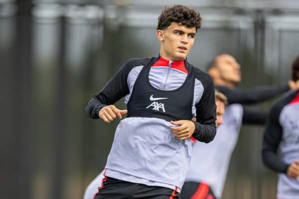 LIVERPOOL, ENGLAND - Tuesday, September 6, 2022: Liverpool's Stefan Bajcetic during a training session at the AXA Training Centre ahead of the UEFA Champions League Group A matchday 1 game between SSC Napoli and Liverpool FC. (Pic by David Rawcliffe/Propaganda)