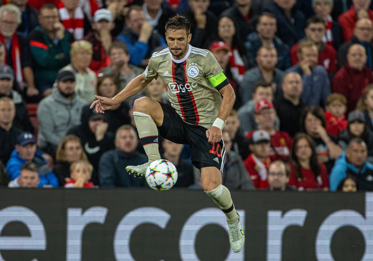 LIVERPOOL, ENGLAND - Tuesday, September 13, 2022: AFC Ajax's Dušan Tadi? during the UEFA Champions League Group A matchday 2 game between Liverpool FC and AFC Ajax at Anfield. (Pic by David Rawcliffe/Propaganda)