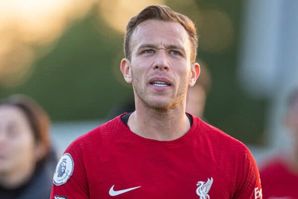 SEAGRAVE, ENGLAND - Saturday, September 17, 2022: Liverpool's Arthur Melo after the Premier League 2 Division 1 match between Leicester City FC Under-23's and Liverpool FC Under-23's at the Leicester City Training Ground. Liverpool won 1-0. (Pic by David Rawcliffe/Propaganda)