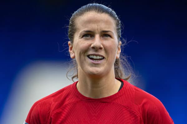 BIRKENHEAD, ENGLAND - Sunday, September 18, 2022: Liverpool's captain Niamh Fahey during the FA Women’s Super League match between Liverpool FC Women and Chelsea FC Women at Prenton Park. (Pic by David Rawcliffe/Propaganda)