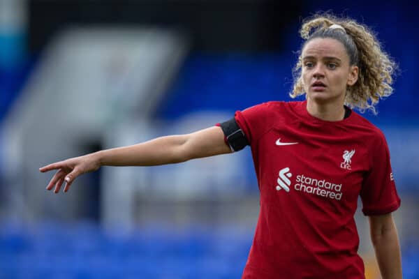 BIRKENHEAD, ENGLAND - Sunday, September 18, 2022: Liverpool's Leanne Kiernan during the FA Women’s Super League match between Liverpool FC Women and Chelsea FC Women at Prenton Park. (Pic by David Rawcliffe/Propaganda)