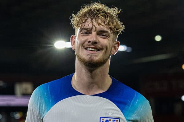 SHEFFIELD, ENGLAND - Tuesday, September 27, 2022: England's Harvey Elliott during the International friendly between England Under-21’s and Germany Under-21’s at Bramall Lane. (Photo by David Rawcliffe/Propaganda)