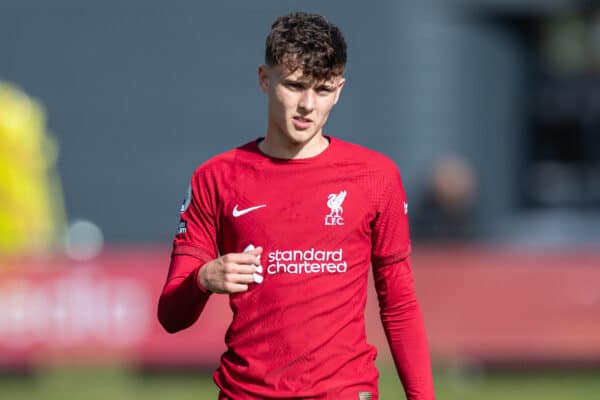 LIVERPOOL, ENGLAND - Saturday, October 1, 2022: Liverpool's Bobby Clarke during the Premier League 2 Division 1 match between Liverpool FC Under-21's and Arsenal FC Under-21's at the Liverpool Academy. (Pic by Jessica Hornby/Propaganda)