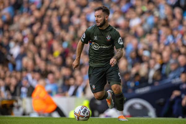 MANCHESTER, ENGLAND - Saturday, October 8, 2022: Southampton's Adam Armstrong during the FA Premier League match between Manchester City FC and Southampton FC at the Etihad Stadium. (Pic by David Rawcliffe/Propaganda)