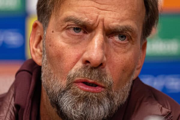 AMSTERDAM, THE NETHERLANDS - Tuesday, October 25, 2022: Liverpool's manager Jürgen Klopp during a press conference at the Amsterdam Arena ahead of the UEFA Champions League Group A MD5 game between AFC Ajax and Liverpool FC. (Pic by David Rawcliffe/Propaganda)