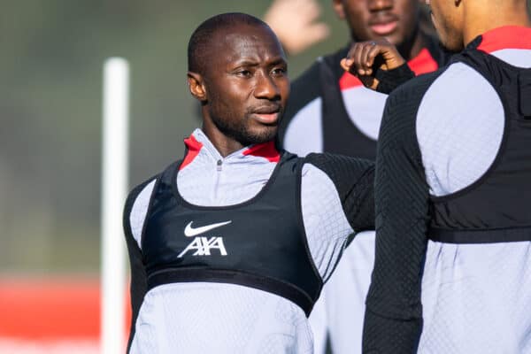 LIVERPOOL, ENGLAND - Tuesday, October 25, 2022: Liverpool's Naby Keita during a training session at the AXA Training Centre ahead of the UEFA Champions League Group A matchday 5 game between AFC Ajax and Liverpool FC. (Pic by Jessica Hornby/Propaganda)