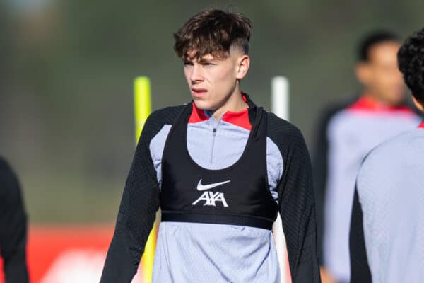 LIVERPOOL, ENGLAND - Tuesday, October 25, 2022: Liverpool's Luke Chambers during a training session at the AXA Training Centre ahead of the UEFA Champions League Group A matchday 5 game between AFC Ajax and Liverpool FC. (Pic by Jessica Hornby/Propaganda)