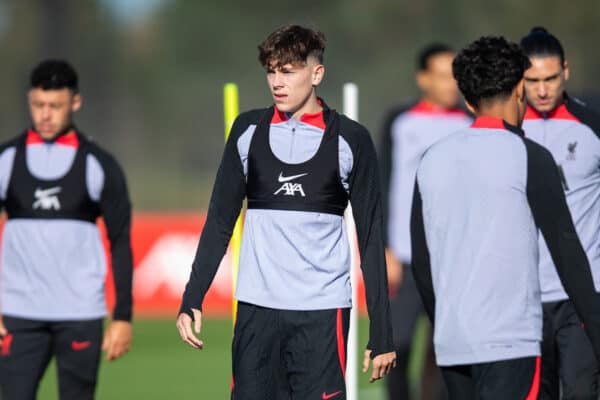 LIVERPOOL, ENGLAND - Tuesday, October 25, 2022: Liverpool's Luke Chambers during a training session at the AXA Training Centre ahead of the UEFA Champions League Group A matchday 5 game between AFC Ajax and Liverpool FC. (Pic by Jessica Hornby/Propaganda)