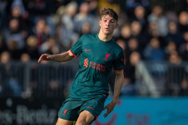 AMSTERDAM, THE NETHERLANDS - Wednesday, October 26, 2022: Liverpool's Lewis Koumas during the UEFA Youth League Group A Matchday 5 game between AFC Ajax Under-19's and Liverpool FC Under-19's at Sportpark De Toekomst. Ajax won 3-1. (Pic by David Rawcliffe/Propaganda)