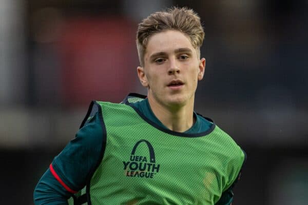 AMSTERDAM, THE NETHERLANDS - Wednesday, October 26, 2022: Liverpool's substitute Nathan Hewitt Giblin during the UEFA Youth League Group A Matchday 5 game between AFC Ajax Under-19's and Liverpool FC Under-19's at Sportpark De Toekomst. Ajax won 3-1. (Pic by David Rawcliffe/Propaganda)