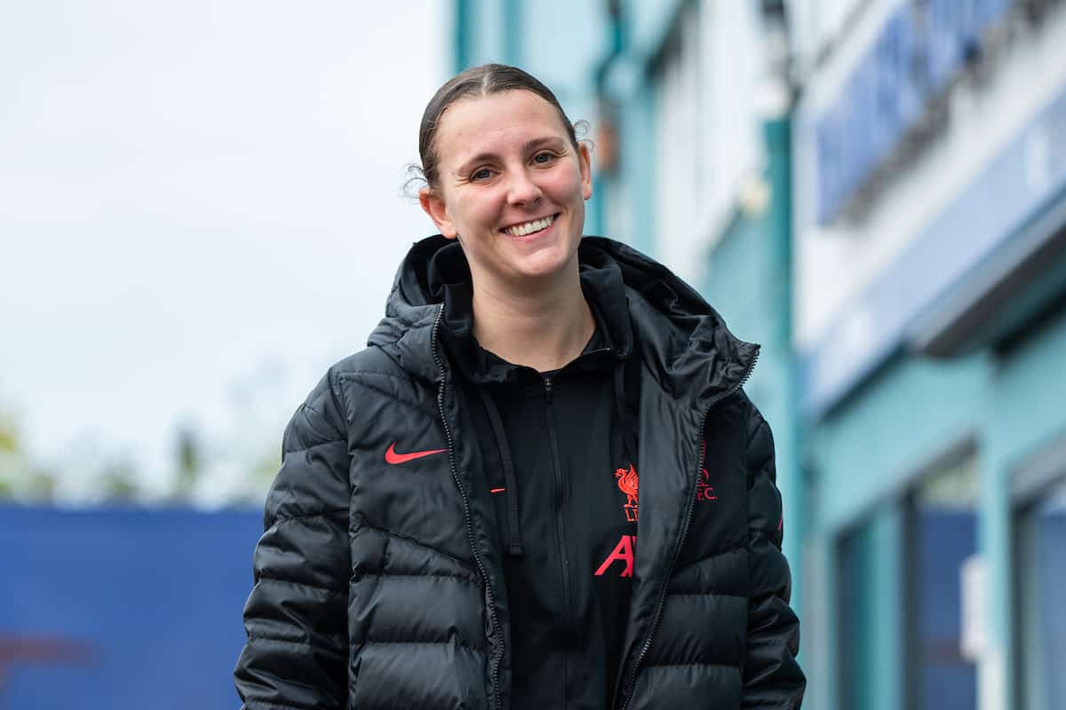 LIVERPOOL, ENGLAND - Sunday, November 6, 2022: Liverpool's goalkeeper Rylee Foster arrives before the FA Women’s Super League match between Liverpool FC Women and Aston Villa FC Women, at Prenton Park. (Pic by Jessica Hornby/Propaganda)