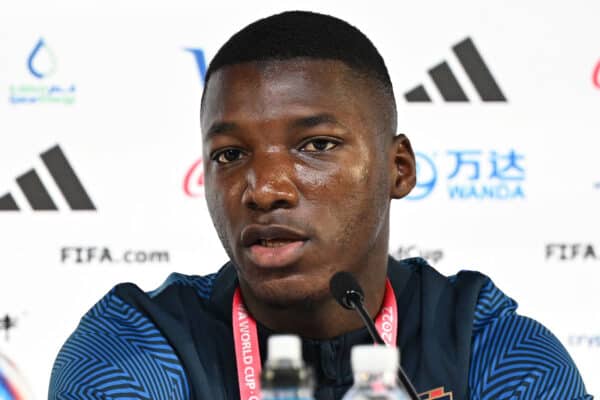 DOHA, QATAR - NOVEMBER 19: Moises Caicedo of Ecuador talks with the media during the Ecuador Press Conference at on November 19, 2022 in Doha, Qatar. (Photo by Stuart Franklin/FIFA)