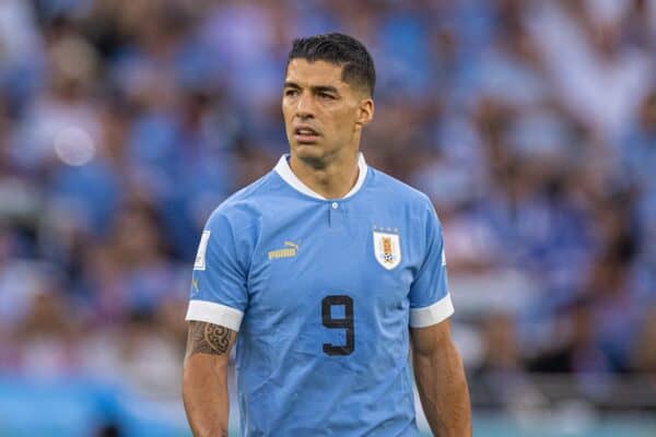 DOHA, QATAR - Thursday, November 24, 2022: Uruguay's Luis Suárez during the FIFA World Cup Qatar 2022 Group H match between Uruguay and South Korea at the Education City Stadium. The game ended in a goal-less draw. (Pic by David Rawcliffe/Propaganda)