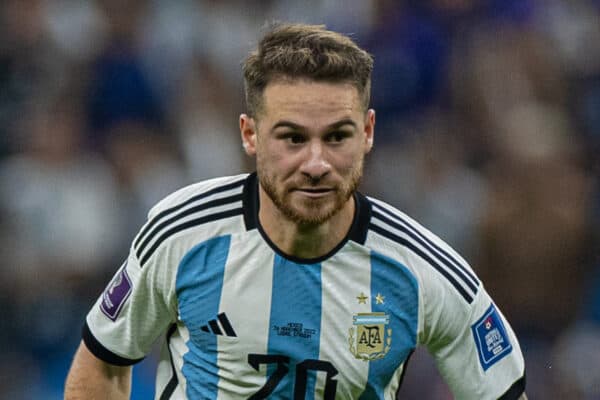 DOHA, QATAR - Saturday, November 26, 2022: Argentina's Alexis Mac Allister during the FIFA World Cup Qatar 2022 Group C match between Argentina and Mexico at the Lusail Stadium. Argentina won 2-0. (Pic by David Rawcliffe/Propaganda)