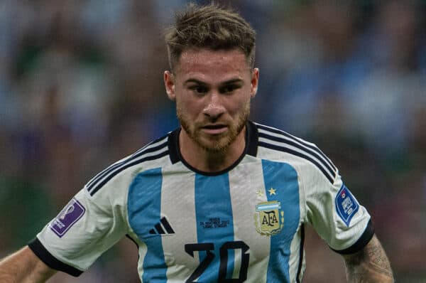 DOHA, QATAR - Saturday, November 26, 2022: Argentina's Alexis Mac Allister during the FIFA World Cup Qatar 2022 Group C match between Argentina and Mexico at the Lusail Stadium. Argentina won 2-0. (Pic by David Rawcliffe/Propaganda)