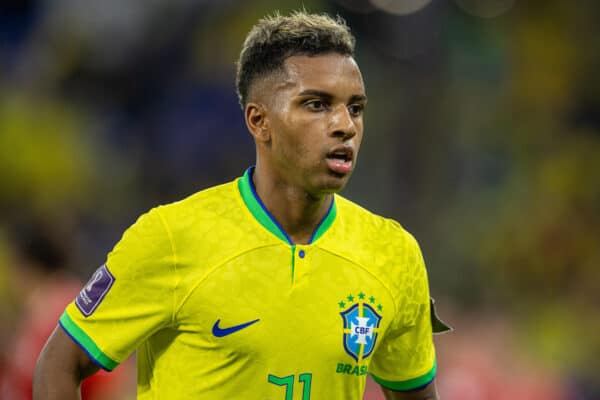 DOHA, QATAR - Monday, November 28, 2022: Brazil's Rodrygo Silva de Goes during the FIFA World Cup Qatar 2022 Group G match between Brazil and Switzerland at the Stadium 974. (Pic by David Rawcliffe/Propaganda)