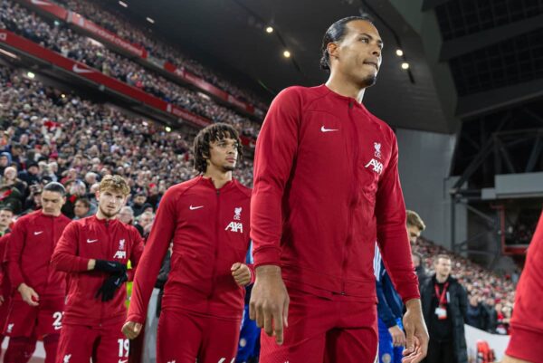 Matchday - Virgil van Dijk walks out at Anfield (Pic by David Rawcliffe/Propaganda)