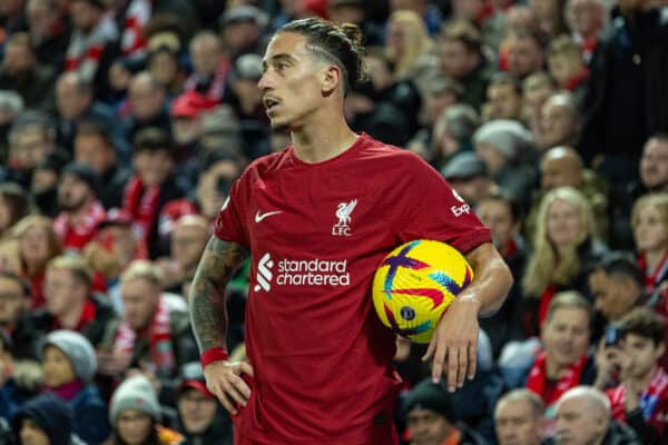 LIVERPOOL, ENGLAND - Friday, December 30, 2022: Liverpool's Kostas Tsimikas during the FA Premier League match between Liverpool FC and Leicester City FC at Anfield. Liverpool won 2-1. (Pic by David Rawcliffe/Propaganda)