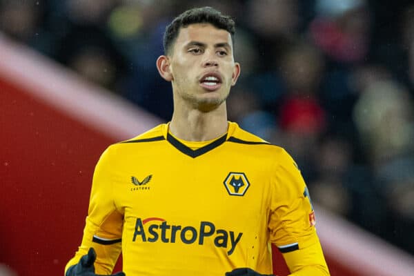 LIVERPOOL, ENGLAND - Saturday, January 7, 2023: Wolverhampton Wanderers' Matheus Nunes during the FA Cup 3rd Round match between Liverpool FC and Wolverhampton Wanderers FC at Anfield. The game ended in a 2-2 draw. (Pic by David Rawcliffe/Propaganda)