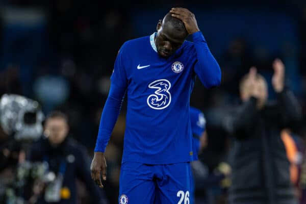 MANCHESTER, ENGLAND - Sunday, January 8, 2023: Chelsea's Kalidou Koulibaly looks dejected after the FA Cup 3rd Round match between Manchester City FC and Chelsea FC at the City of Manchester Stadium. Manchester City won 4-0. (Pic by David Rawcliffe/Propaganda)