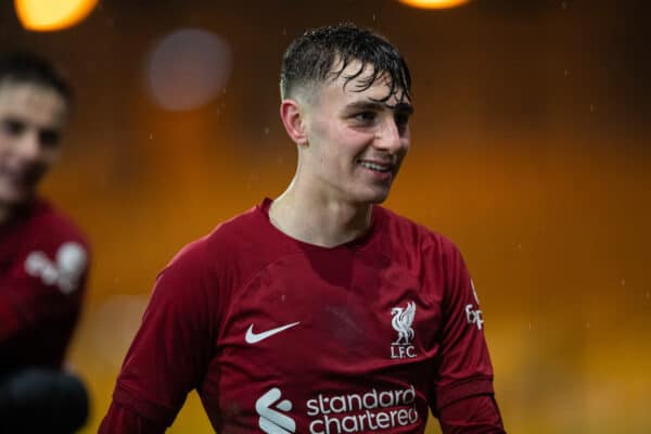 STOKE-ON-TRENT, ENGLAND - Wednesday, January 11, 2023: Liverpool's Josh Davidson after the FA Youth Cup 4th Round match between Port Vales FC Under-18's and Liverpool FC Under-18's at Vale Park. (Pic by Jessica Hornby/Propaganda)