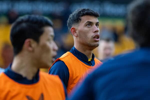 WOLVERHAMPTON, ENGLAND - Saturday, January 14, 2023: Wolverhampton Wanderers' Matheus Nunes during the pre-match warm-up before the FA Premier League match between Wolverhampton Wanderers FC and West Ham United FC at Molineux Stadium. (Pic by Kirsten Holst/Propaganda)