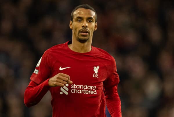 BRIGHTON & HOVE, ENGLAND - Saturday, January 14, 2023: Liverpool's Joël Matip during the FA Premier League match between Brighton & Hove Albion FC and Liverpool FC at the Falmer Stadium. (Pic by David Rawcliffe/Propaganda)