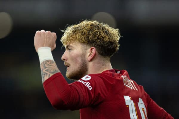 WOLVERHAMPTON, ENGLAND - Tuesday, January 17, 2023: Liverpool's Harvey Elliott celebrates after scoring the winning goal during the FA Cup 3rd Round Replay match between Wolverhampton Wanderers FC and Liverpool FC at Molineux Stadium. Liverpool won 1-0. (Pic by David Rawcliffe/Propaganda)