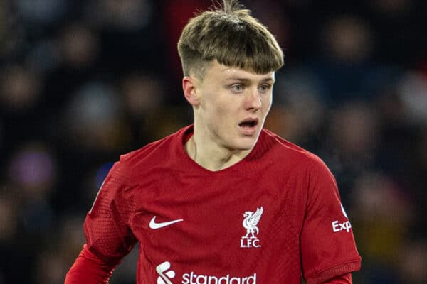 WOLVERHAMPTON, ENGLAND - Tuesday, January 17, 2023: Liverpool's Ben Doak during the FA Cup 3rd Round Replay match between Wolverhampton Wanderers FC and Liverpool FC at Molineux Stadium. Liverpool won 1-0. (Pic by David Rawcliffe/Propaganda)