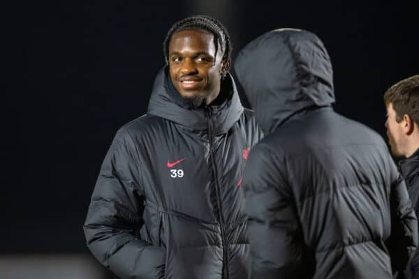 KIDDERMINSTER, ENGLAND - Friday, January 27, 2023: Liverpool's Billy Koumetio before the Premier League 2 Division 1 match between Wolverhampton Wanderers FC Under-21's and Liverpool FC Under-21's at Aggborough Stadium. Liverpool won 1-0. (Pic by Jessica Hornby/Propaganda)