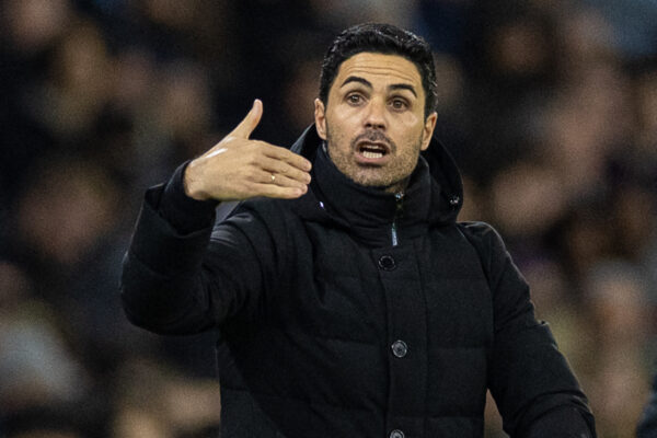 MANCHESTER, ENGLAND - Friday, January 27, 2023: Arsenal's manager Mikel Arteta during the FA Cup 4th Round match between Manchester City FC and Arsenal FC at the City of Manchester Stadium. Man City won 1-0. (Pic by David Rawcliffe/Propaganda)