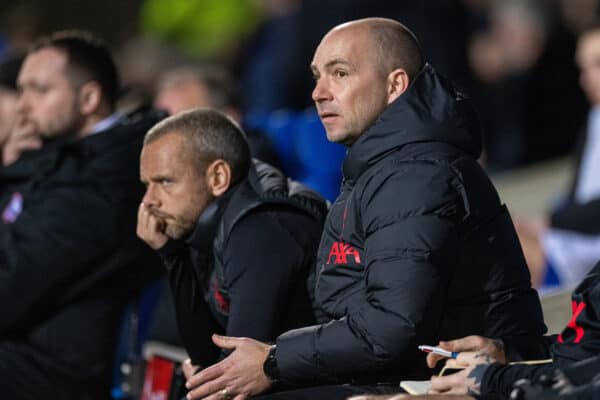 STOKE-ON-TRENT, ENGLAND - Wednesday, January 11, 2023: Liverpool's Under-18's coach Bridge-Wilkinson during the FA Youth Cup 4th Round match between Port Vales FC Under-18's and Liverpool FC Under-18's at Vale Park. (Pic by Jessica Hornby/Propaganda)