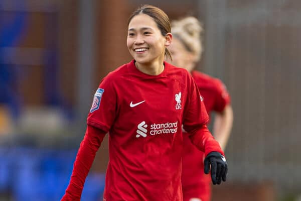 BIRKENHEAD, ENGLAND - Sunday, February 5, 2023: Liverpool's Fuka Nagano during the FA Women’s Super League game between Liverpool FC Women and Reading FC Women at Prenton Park. Liverpool won 2-0. (Pic by David Rawcliffe/Propaganda)