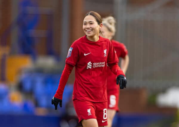 BIRKENHEAD, ENGLAND - Sunday, February 5, 2023: Liverpool's Fuka Nagano during the FA Women’s Super League game between Liverpool FC Women and Reading FC Women at Prenton Park. Liverpool won 2-0. (Pic by David Rawcliffe/Propaganda)